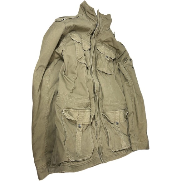 LL Bean‎ Barn Jacket Mens Medium Full Zip Sherpa Lined Field Coat Chore Military - Picture 1 of 10